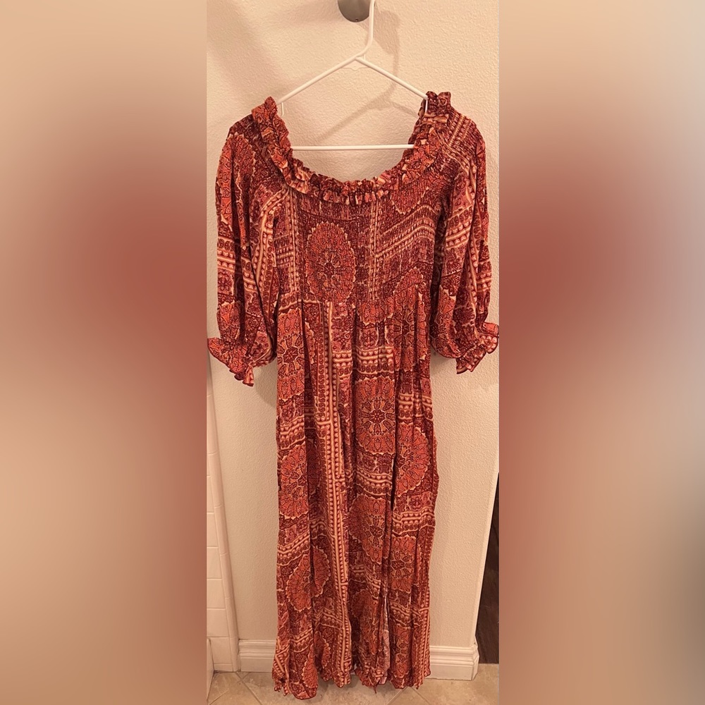 Peasant Sleeve Smocked Maxi